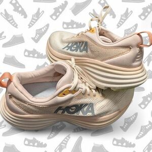 Hoka Athletic Shoes in Cream and Peach